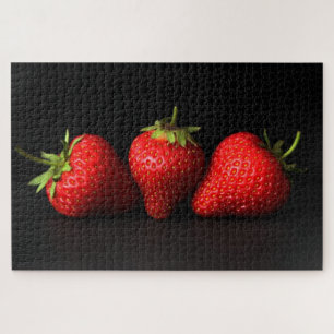 Three Strawberries On Black 20x30 1014pc jpcna Jigsaw Puzzle