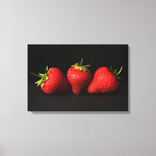 Three Strawberries On Black 24x16 (60x40cm) waccn Canvas Print