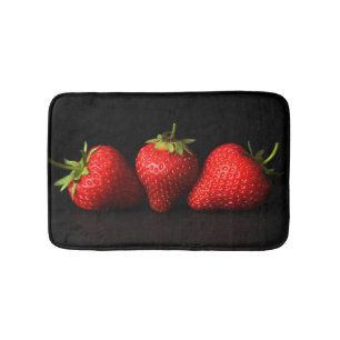Three Strawberries On Black bmcna Bath Mat