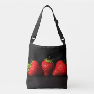 Three Strawberries On Black cbbcnm Crossbody Bag