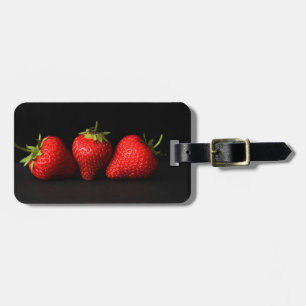 Three Strawberries On Black cd ltcnm Luggage Tag