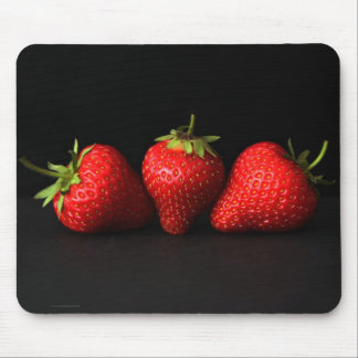 Three Strawberries On Black mpcna Mouse Pad