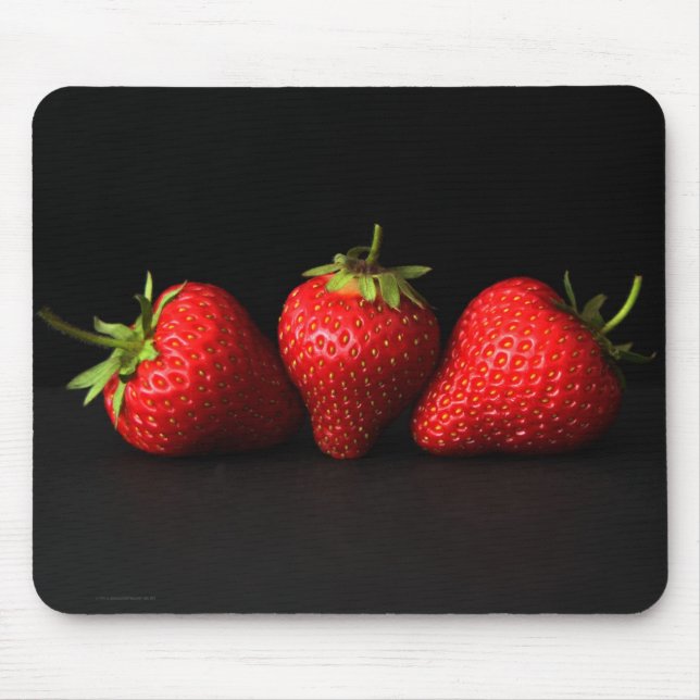 Three Strawberries On Black mpcna Mouse Pad (Front)