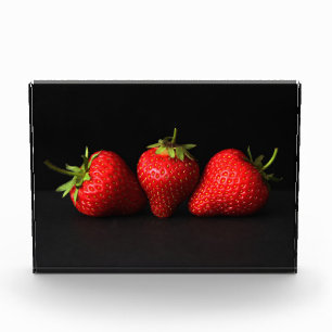 Three Strawberries On Black pbcn Photo Block