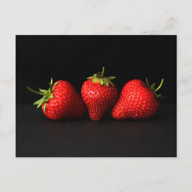 Three Strawberries On Black pccna Postcard (Front)