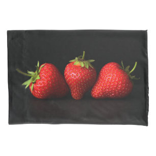 Three Strawberries On Black pccnm Pillowcase