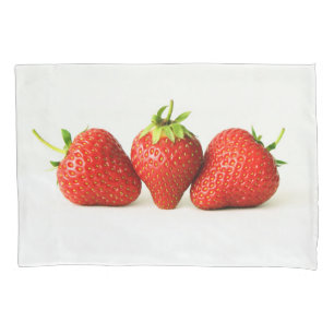 Three Strawberries On White bedpccn Pillowcase
