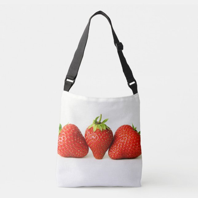 Three Strawberries On White cbbcna Crossbody Bag (Front)