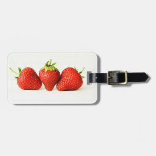 Three Strawberries On White cd ltcnm Luggage Tag