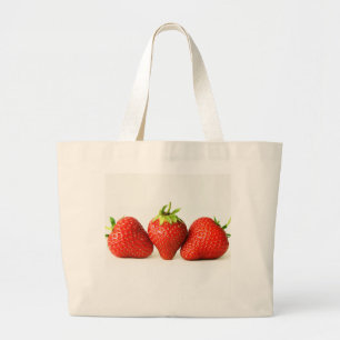 Three Strawberries On White jta Large Tote Bag