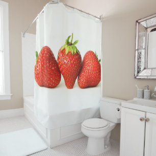 Three Strawberries On White sccna Shower Curtain