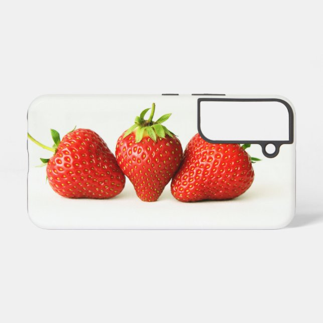 Three Strawberries On White sgcnm Samsung Galaxy S22 Case (Back Horizontal)