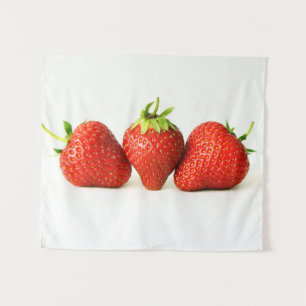 Three Strawberries On White wtcnm Tapestry