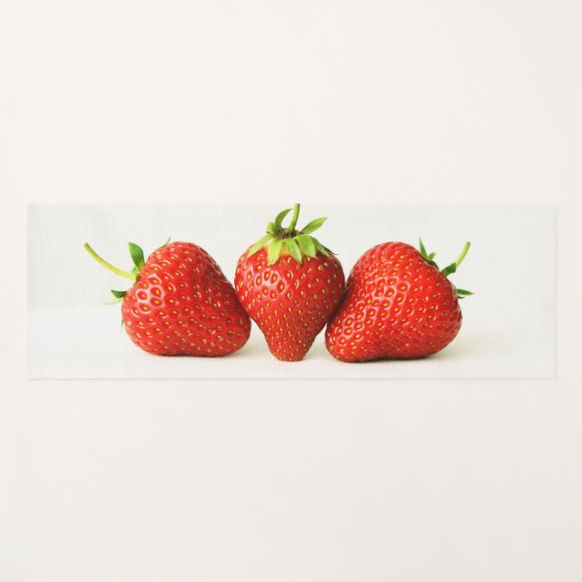 Three Strawberries On White ymcna Yoga Mat (Front (Horizontal))