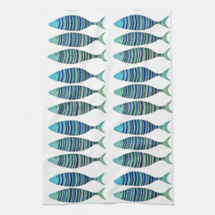 Three Striped Fish  Tea Towel