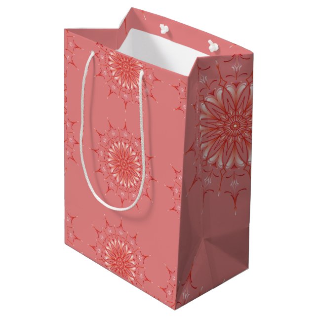 Three styles peach mod mandala medium gift bag (Back Angled)