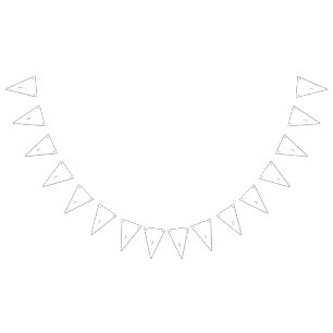 Three stylised, magenta flower petals with dark li bunting
