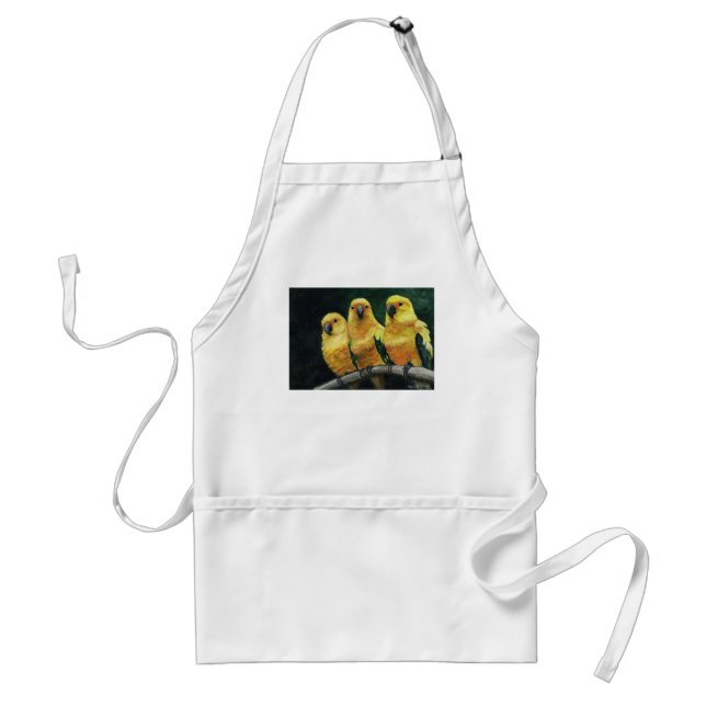 "Three Sun Conures" Bird Art Apron (Front)