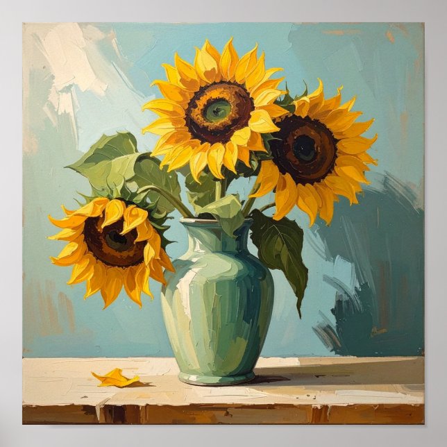 Three Sunflowers After Van Gogh Poster (Front)