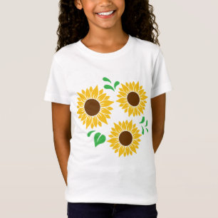 Three Sunflowers Botanical Art T-Shirt