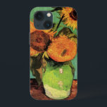 Three Sunflowers in a Vase by Vincent van Gogh iPhone 13 Mini Case<br><div class="desc">Three Sunflowers in a Vase by Vincent van Gogh is a vintage fine art post impressionism still life floral painting. A bouquet with three beautiful blooming sunflowers in a vase. Fresh cut summer flowers from the garden. About the artist: Vincent Willem van Gogh (1853 -1890) was one of the most...</div>