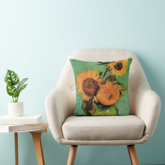 Three Sunflowers in a Vase by Vincent van Gogh Cushion (Chair)