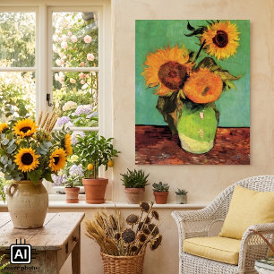 Three Sunflowers in a Vase by Vincent van Gogh Poster