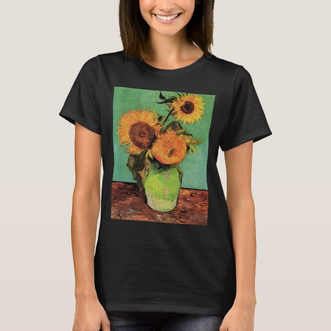 Three Sunflowers in a Vase by Vincent van Gogh T-Shirt (Front)