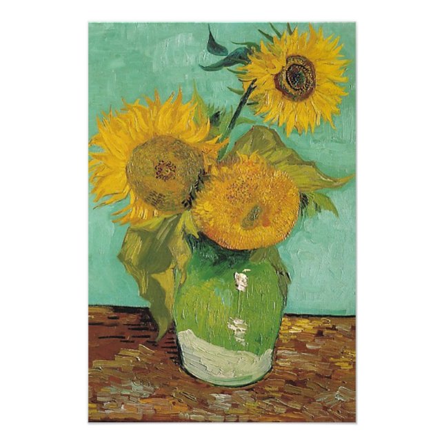 Three Sunflowers in a Vase, Vincent van Gogh. Photo Print (Front)