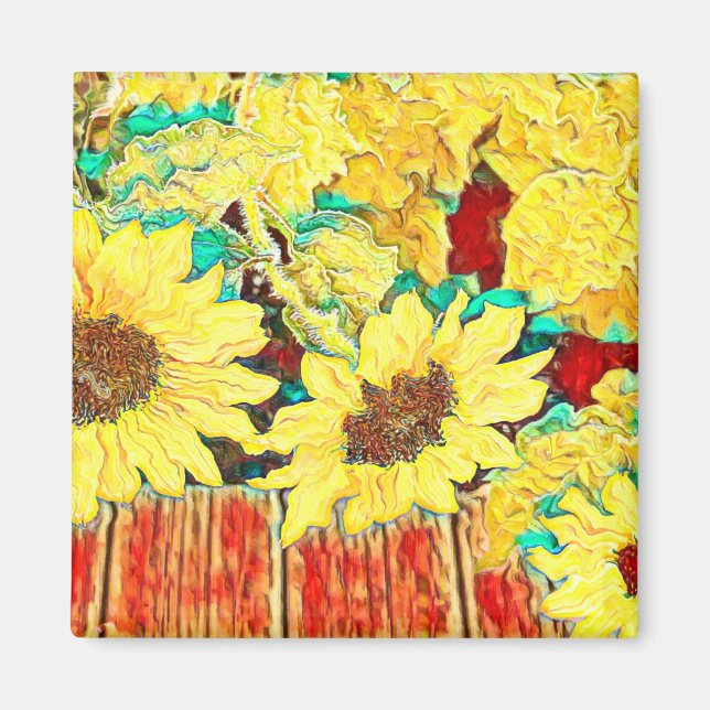 Three Sunflowers Magnet (Front)