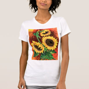 Three Sunflowers T-Shirt Art Painting