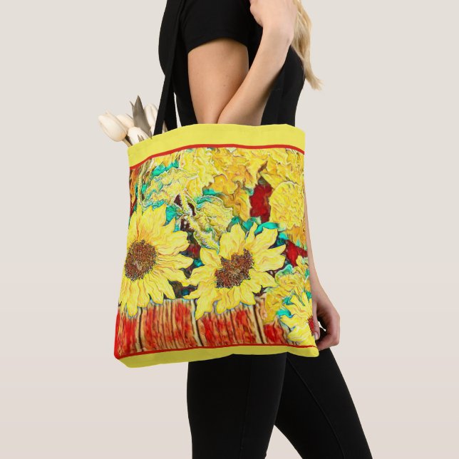 Three Sunflowers Tote Bag (Close Up)