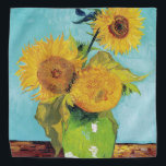 Three Sunflowers, Van Gogh Bandana<br><div class="desc">Vincent Willem van Gogh (30 March 1853 – 29 July 1890) was a Dutch post-impressionist painter who is among the most famous and influential figures in the history of Western art. In just over a decade, he created about 2, 100 artworks, including around 860 oil paintings, most of which date...</div>
