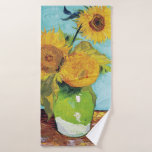Three Sunflowers, Van Gogh Bath Towel<br><div class="desc">Vincent Willem van Gogh (30 March 1853 – 29 July 1890) was a Dutch post-impressionist painter who is among the most famous and influential figures in the history of Western art. In just over a decade, he created about 2, 100 artworks, including around 860 oil paintings, most of which date...</div>