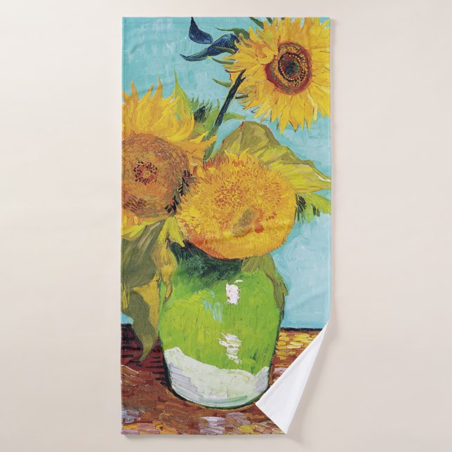 Three Sunflowers, Van Gogh Bath Towel (Bath Towel)