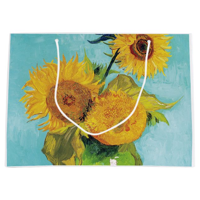 Three Sunflowers, Van Gogh Large Gift Bag (Front)