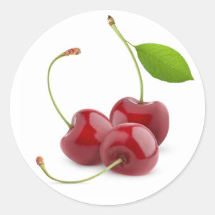 Three sweet cherries classic round sticker