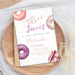 Three Sweet Doughnut Birthday Invitation
