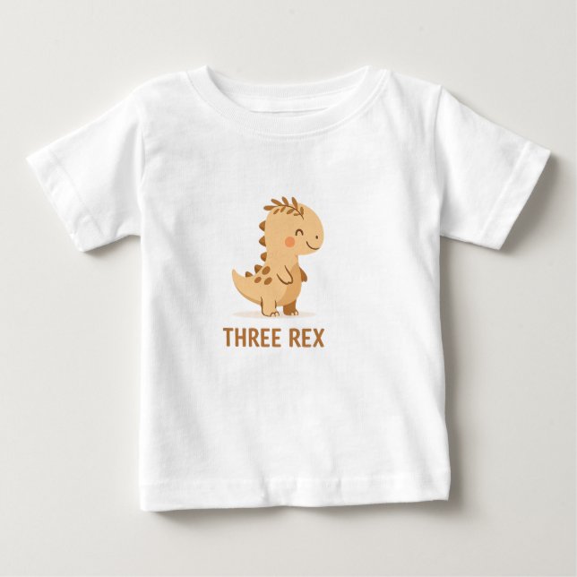 Three T-Rex Coffee Lovers – Cute Dinosaur Café Ill Baby T-Shirt (Front)