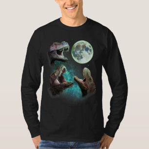 Three T Rex Dinosaurs Howl At Moon 3 Wolves Parody T-Shirt