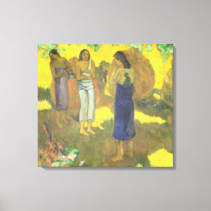 Three Tahitian Women against a Yellow Canvas Print