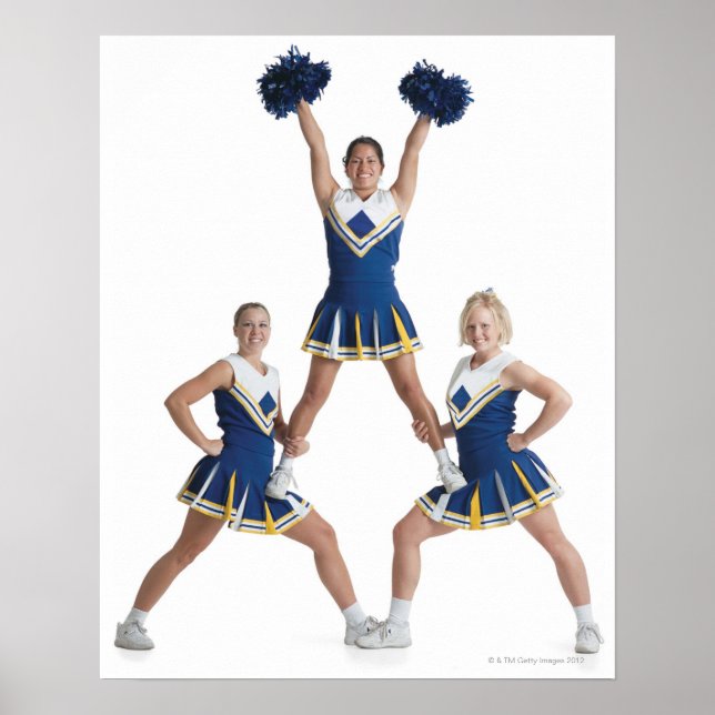three teenage caucasian female cheerleaders in poster (Front)