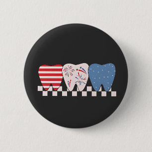 Three Teeth Graphic Design 4th of July 6 Cm Round Badge