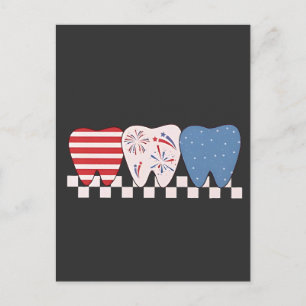 Three Teeth Graphic Design 4th of July Announcement Postcard