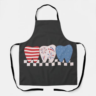 Three Teeth Graphic Design 4th of July Apron
