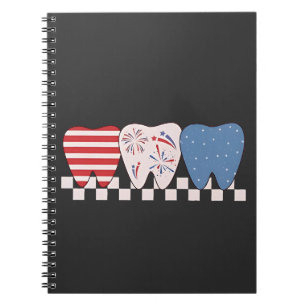 Three Teeth Graphic Design 4th of July Notebook