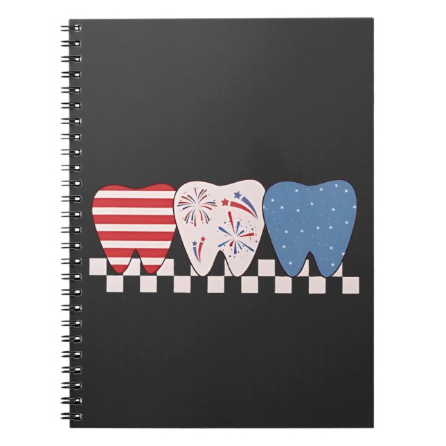 Three Teeth Graphic Design 4th of July Notebook (Front)