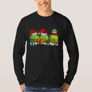 Three Tennis Ball Santa ELF Reindeer Christmas Lig T-Shirt