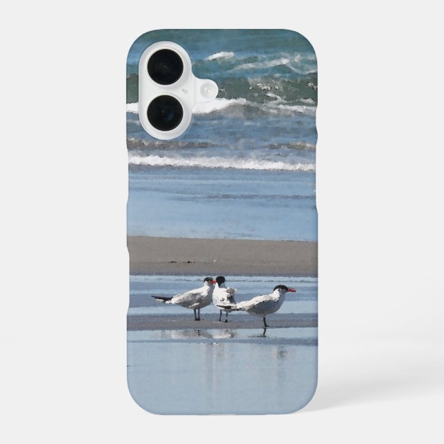 Three Terns on a Beach iPhone 16 Case (Back)