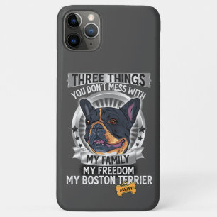 Three Things My Family My Freedom Boston Terrier Case-Mate iPhone Case